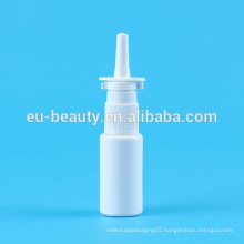 empty white HDPE medical bottle with nasal sprayer